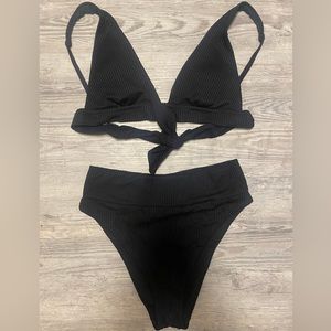 Aerie Black Ribbed Bikini
